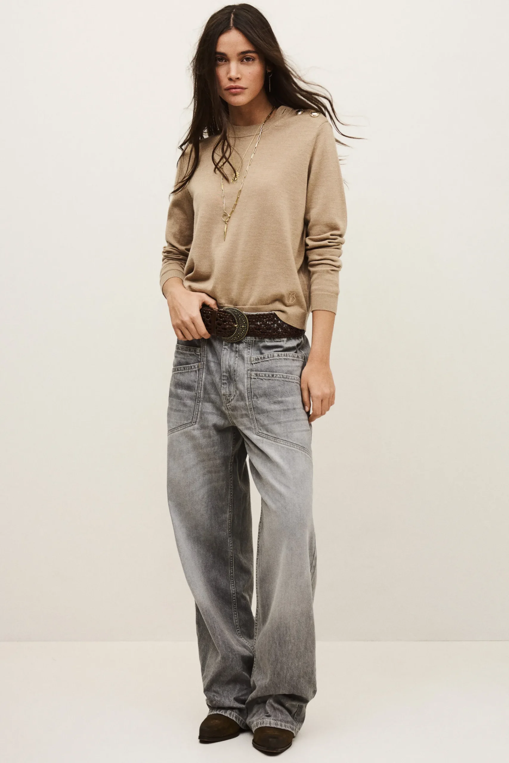 BYLEIL pull boutons dorés
